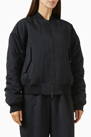 Subway Oversized Jacket, Lüks Siyah Naylon Spor Ceket