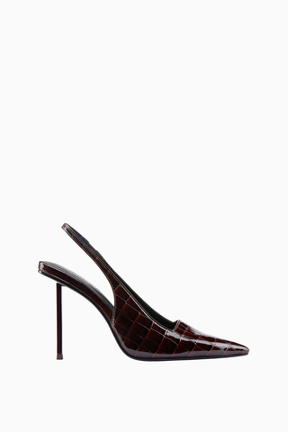 G63 120 Exotic Burgundy Vegan Deri, Slingback Stiletto