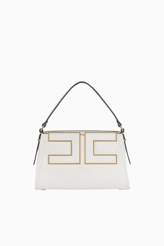 Small Logolu Beyaz Lüks Faux Deri, Omuz ve El Çantası