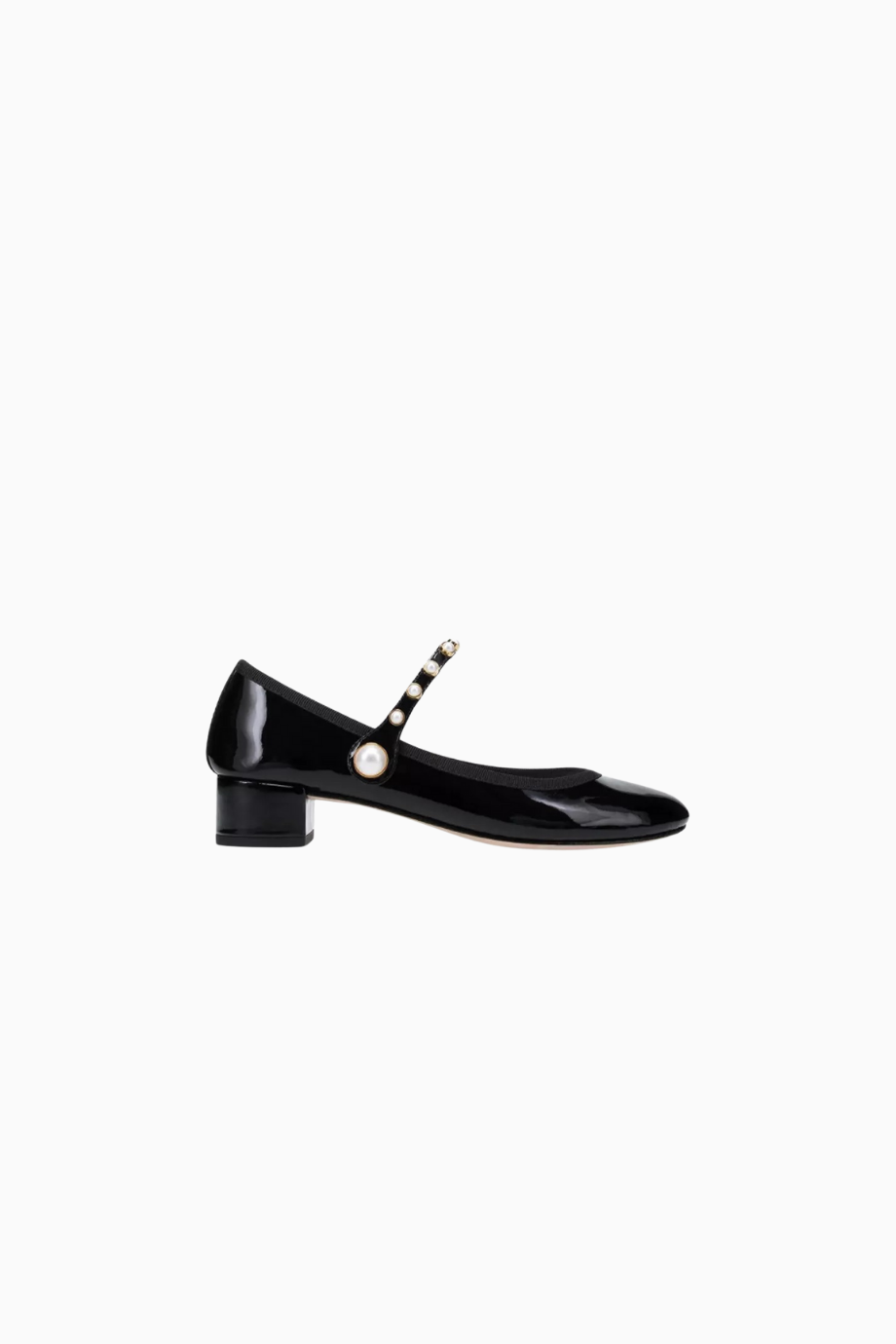 Rose 30 Mary Jane Pumps, Parlak Deri, İnci Detaylı, 30mm Topuk, Zarif Fransız Tasarımı