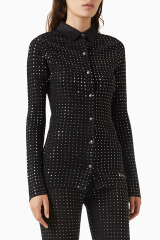Crystal-embellished Cardigan, Siyah Şık ve Lüks Kadın Triko Hırka