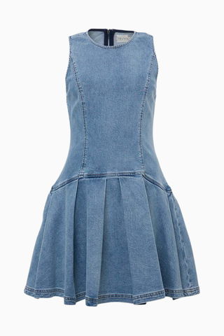 Drop Bel Yapılı Denim Elbise