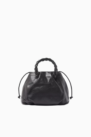 Medium Bombon Siyah, Parlak Deri Top-handle ve Omuz Çantası