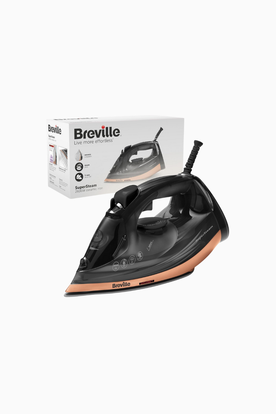 SuperSteam 2600W Buharlı Ütü Siyah-Bakır Seramik Taban