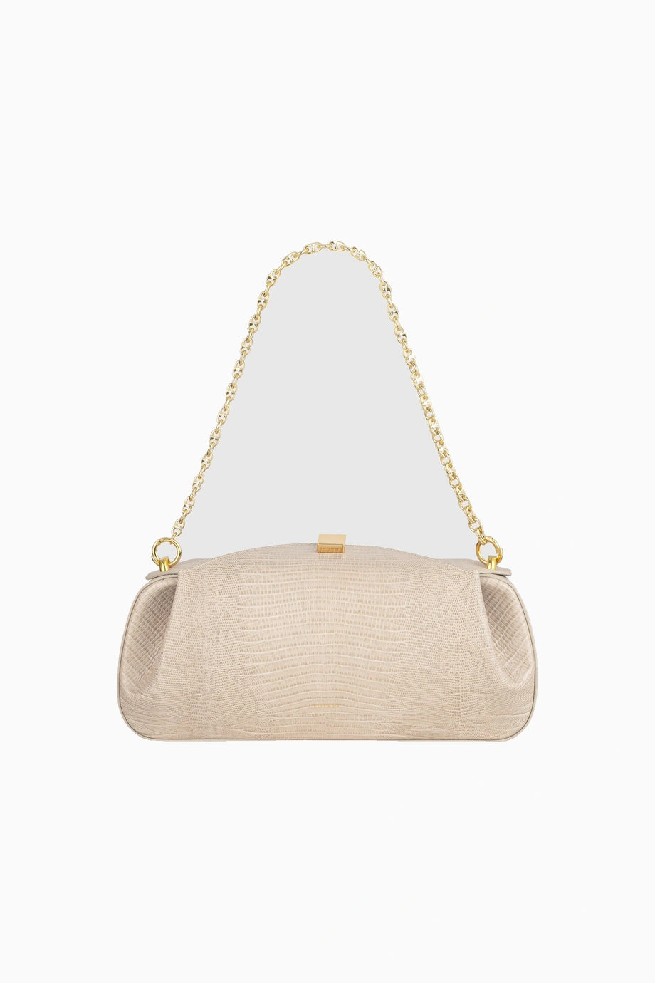 Oyster Embossed Lizard %100 Deri, Lüks İtalyan Clutch ve Omuz Çantası
