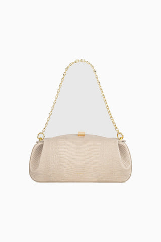 Oyster Embossed Lizard %100 Deri, Lüks İtalyan Clutch ve Omuz Çantası