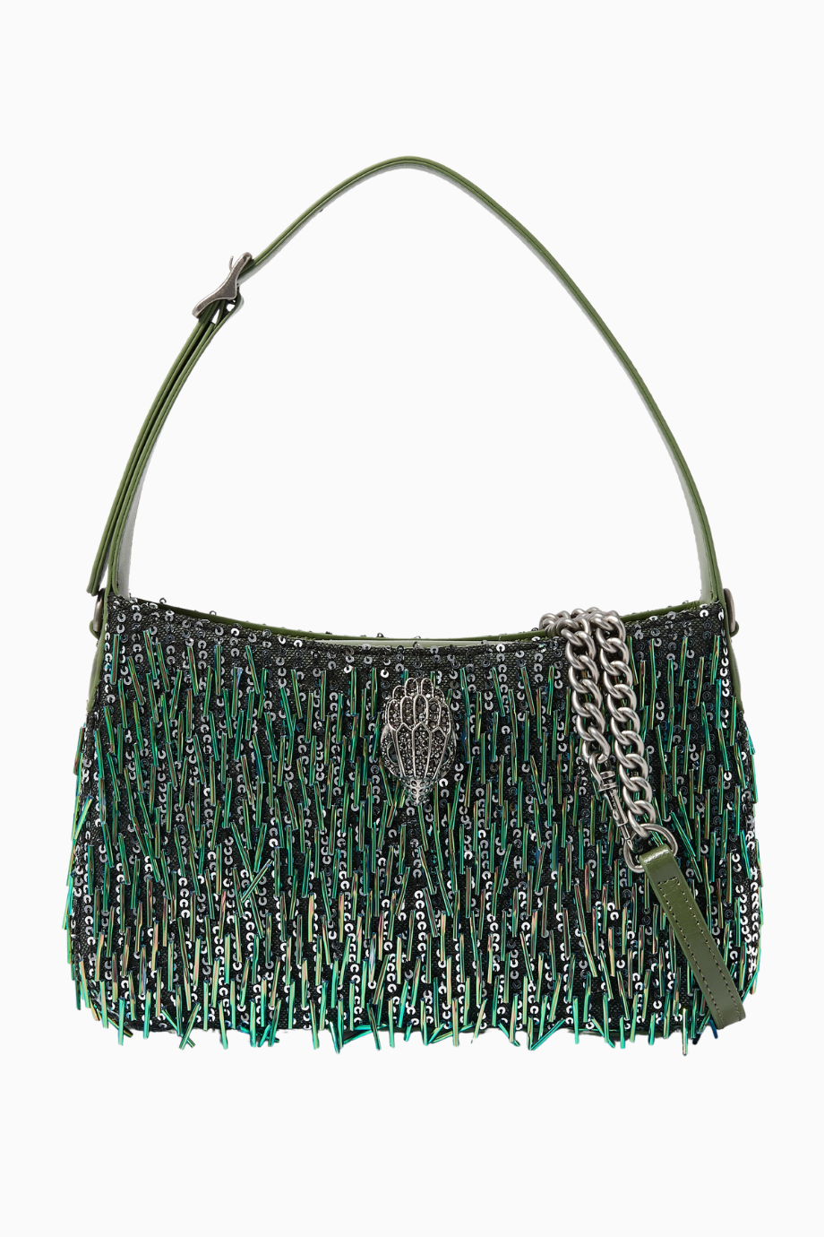 Bond Shoulder Bag Yeşil Pullu Deri Omuz Çantası