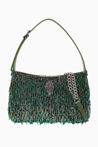 Bond Shoulder Bag Yeşil Pullu Deri Omuz Çantası
