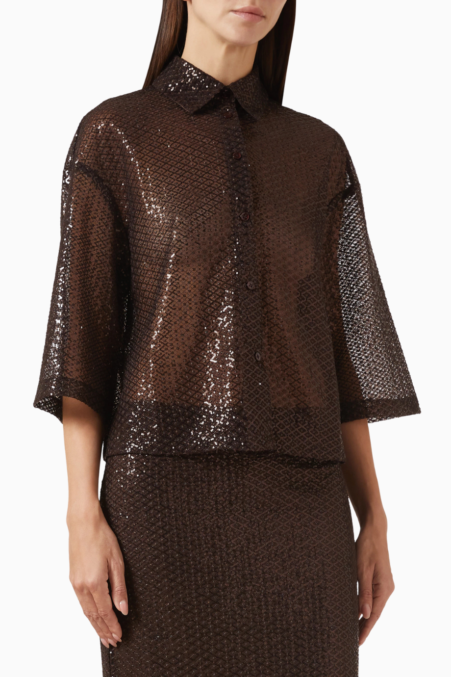 Sequin Embroidered Gömlek, Işıltılı Nakışlı Şık Tasarım