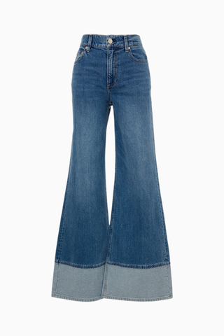 Düğme Kapamalı İspanyol Paça Denim Pantolon