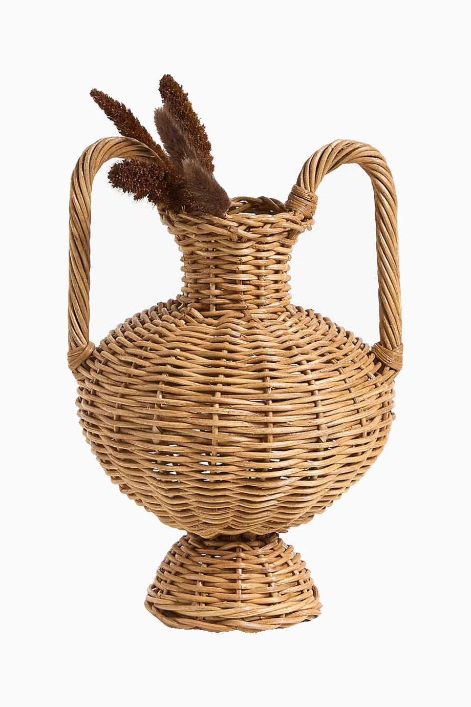 Alford Çift Saplı Küçük Rattan Vazo 31 cm