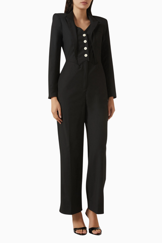 Paolo Jumpsuit, Geniş Paça ve Düğmeli Terry-rayon Tulum, Şık ve Modern Tasarım