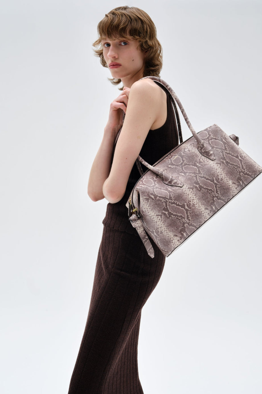 Brioche Duffle Ash Snake %100 Deri, Lüks Büyük Seyahat ve Omuz Çantası