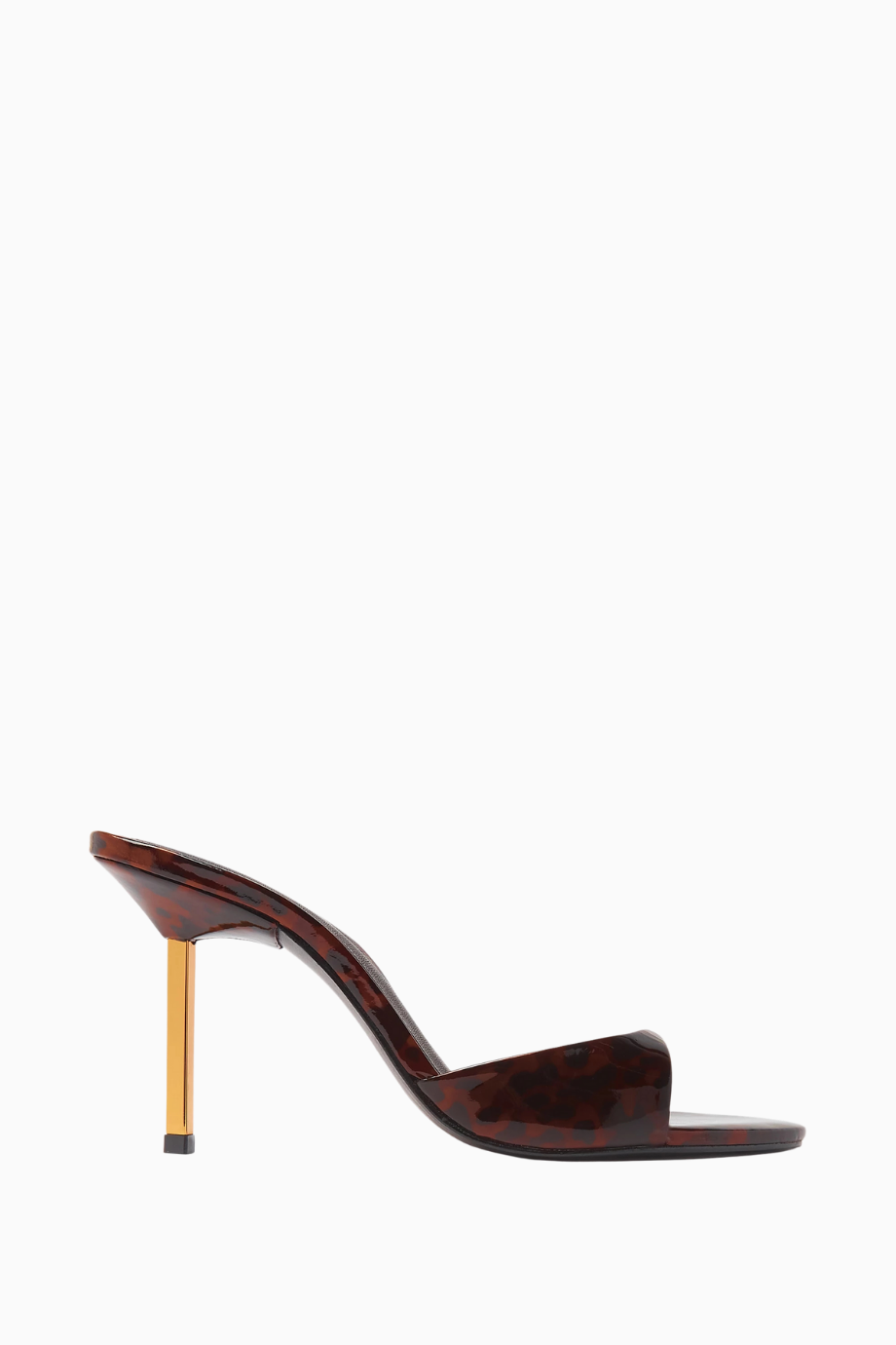 Open-toe 87 Parlak Patent Deri, İnce Bantlı ve Metalik Topuklu Sandalet