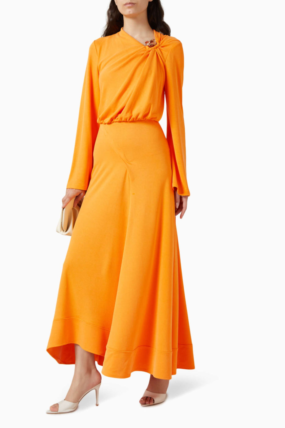 Arbury Clementine Kadın Drapeli Maxi Jersey Elbise