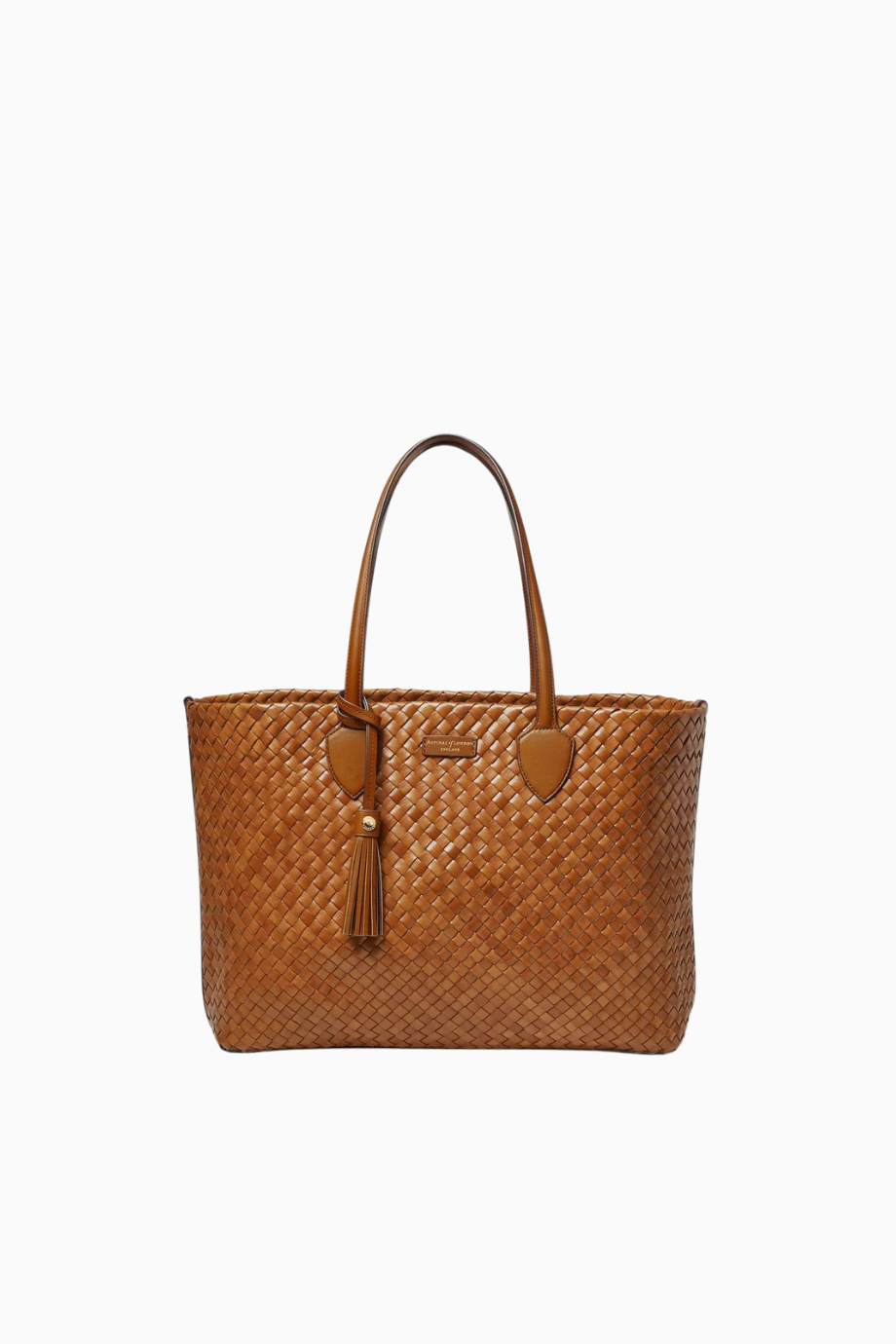 Large Island Kahverengi Woven Deri Tote Çanta, Zamansız ve Şık