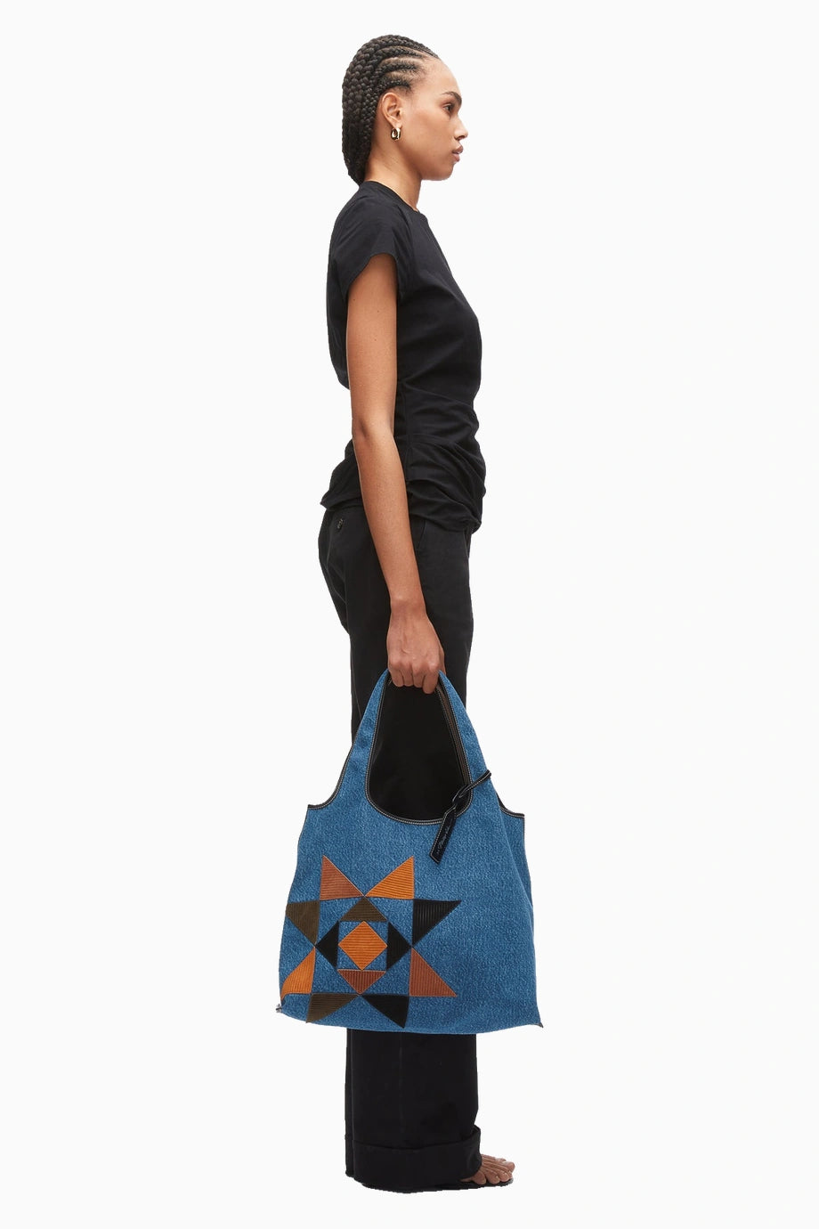 Denim Süet Aplikeli Market Kadın Tote Çanta