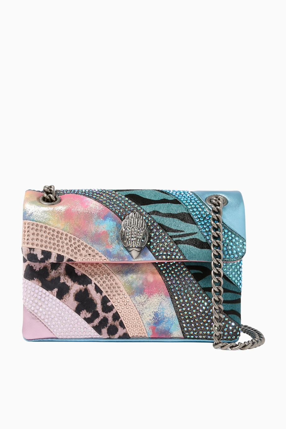 Mini Kensington Bag, Deri ve Kumaş Detaylı Zarif Mini Çanta