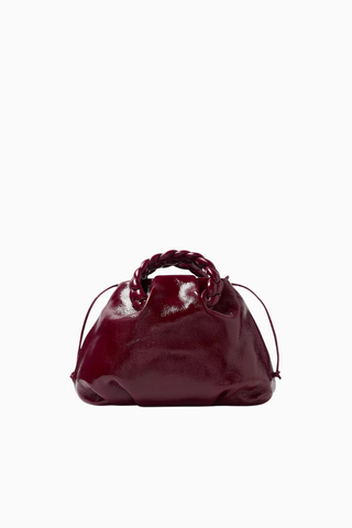 Bombon Bordo Parlak Deri, Örgü Saplı Omuz Çantası