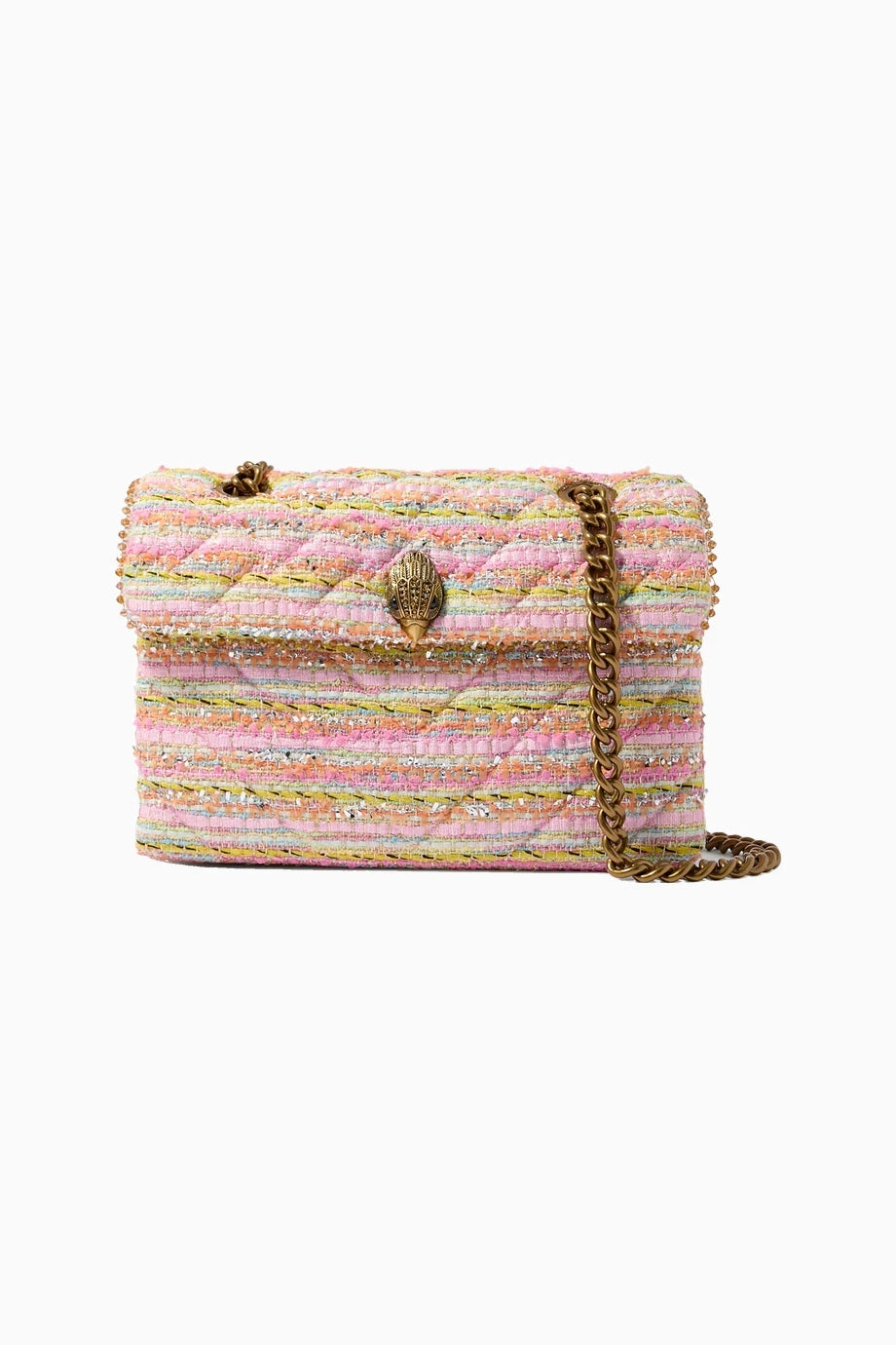 Classy Gold Tweed Mini Kensington %100 Deri Tasarım Kadın Omuz Çantası