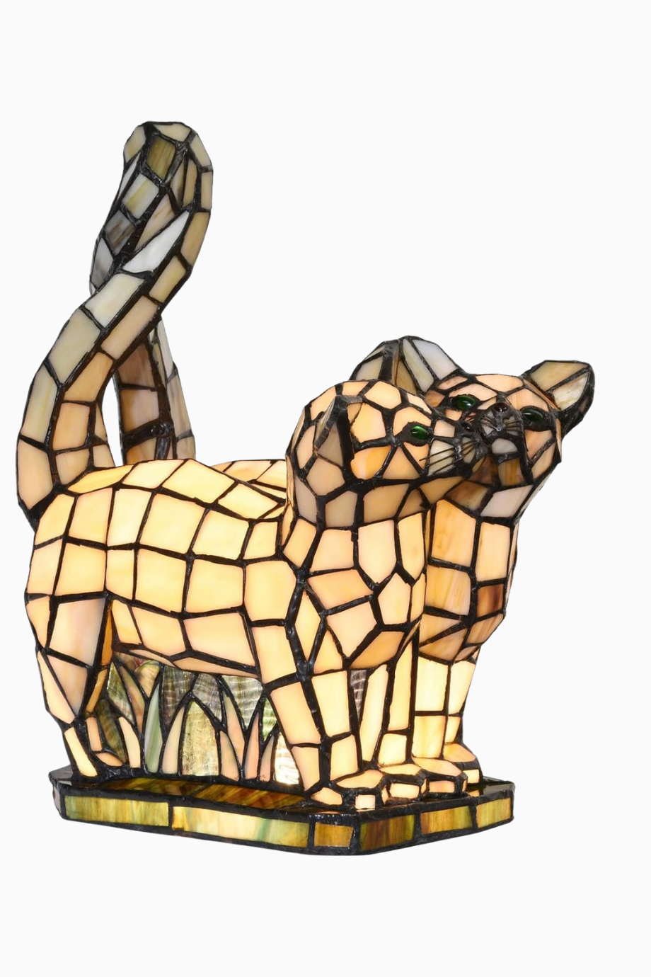 Kitten in Love Tiffany Cam, El İşçiliği Dekoratif Masa Lambası