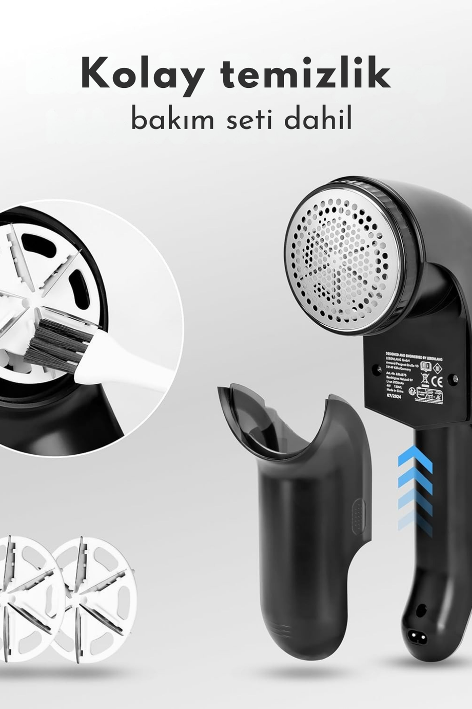 2000 mAh Elektrikli Tüy Toplayıcı, LED Ekranlı, 6 Bıçaklı, Kıyafet ve Kumaşlar İçin