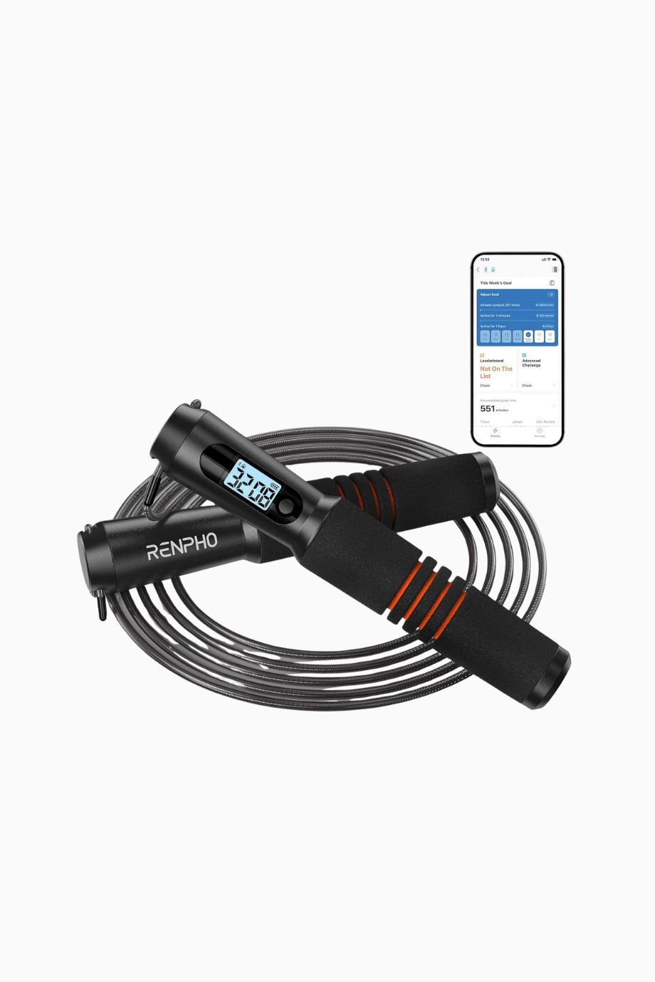 Akıllı Atlama İpi, LCD Ekranlı, Ayarlanabilir, Kablosuz Sayaçlı