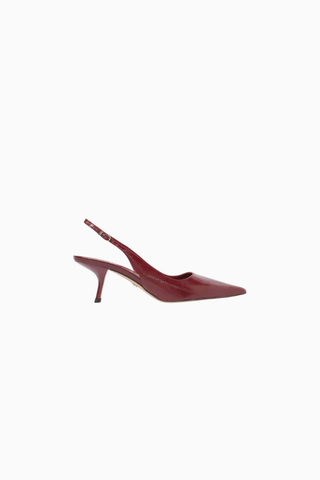 Bianka 60 Bordo Nappa Deri, Alçak Topuklu Kadın Slingback Pump