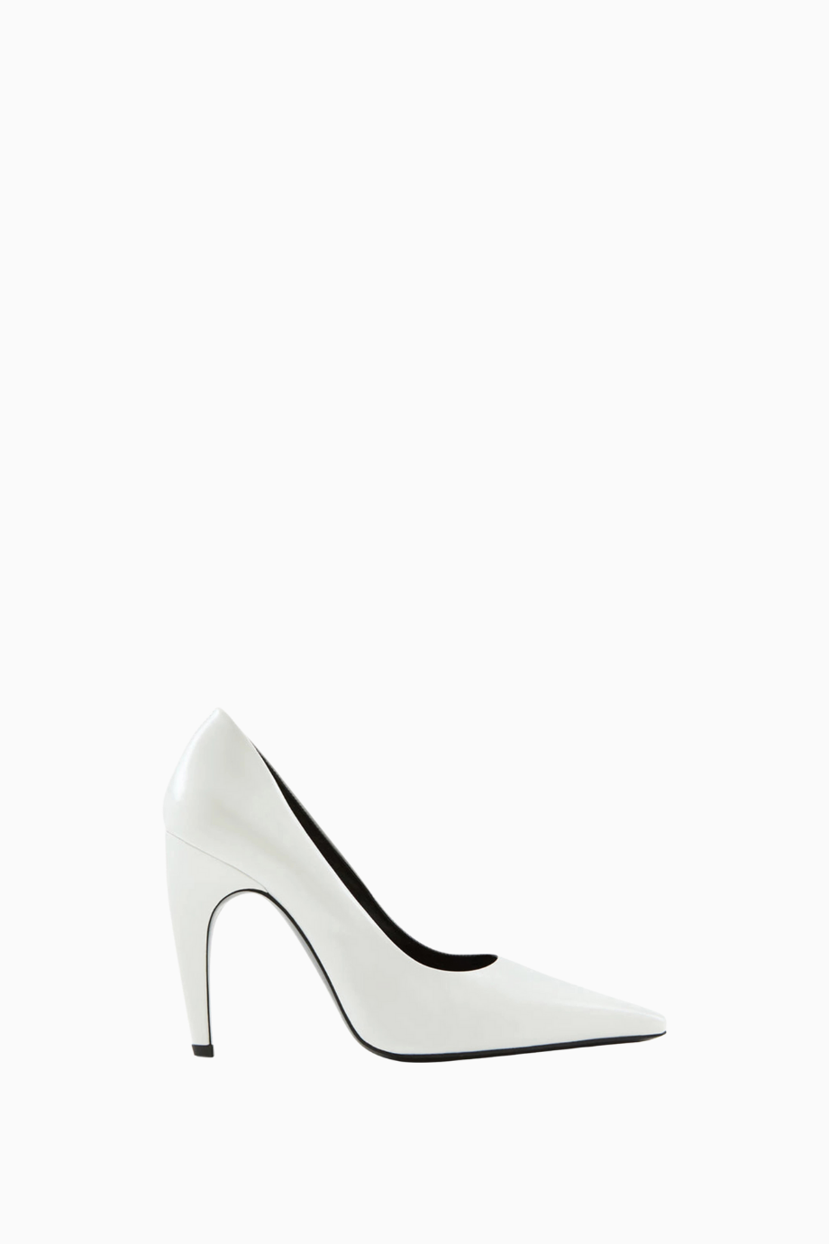 Fame 105 Beyaz Deri Stiletto, Sivri Burunlu Yüksek Topuk