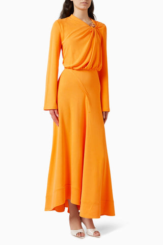 Arbury Clementine Kadın Drapeli Maxi Jersey Elbise
