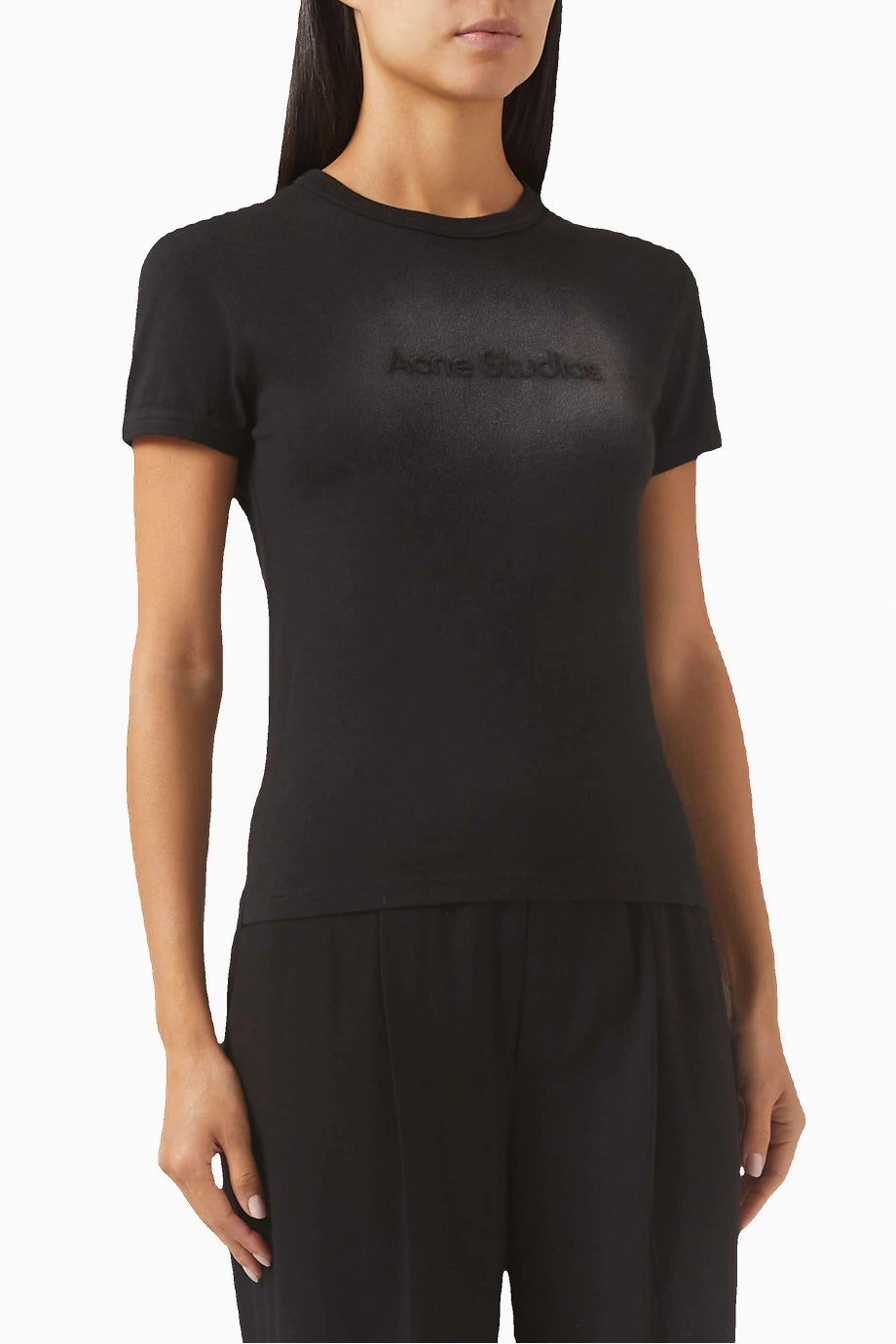 Siyah Logo T-shirt Crew Neck Günlük Rahatlık için Tasarlandı