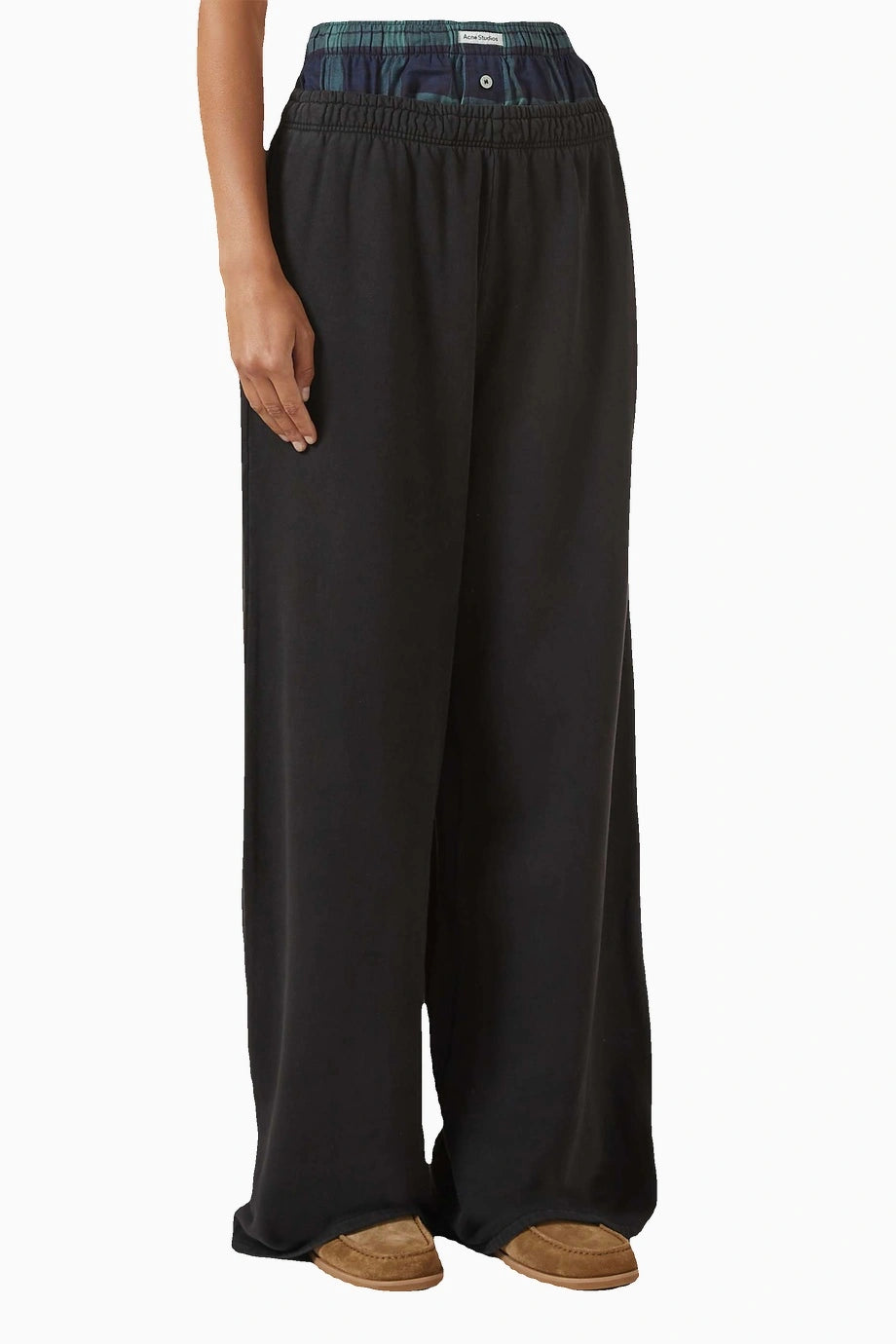 Siyah Double-Waistband Boxer Eşofman Altı Rahat ve Şık Tasarım ile Günlük Kullanım için İdeal