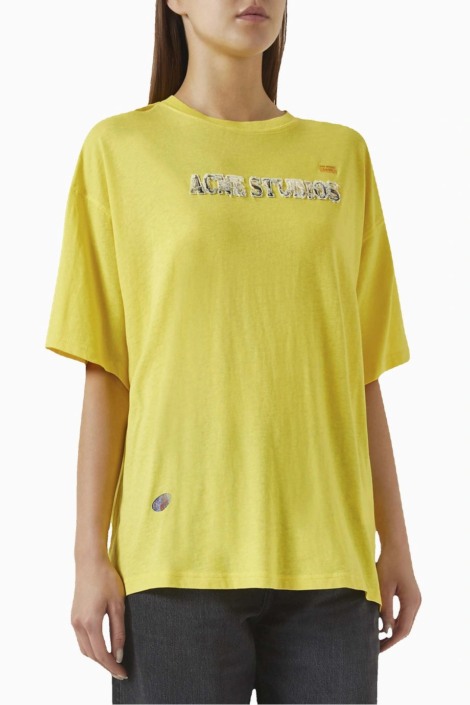 Sarı Logo T-shirt Rahat Kesim Kısa Kol Yuvarlak Yaka