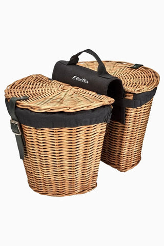 Rattan Liner’lı Doğal Renk Arka Bisiklet Sepeti