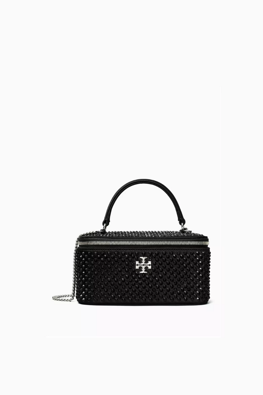 Kira Embellished Makyaj Kutulu El Çantası, Saten, Taşlı & Double T Aksesuarlı