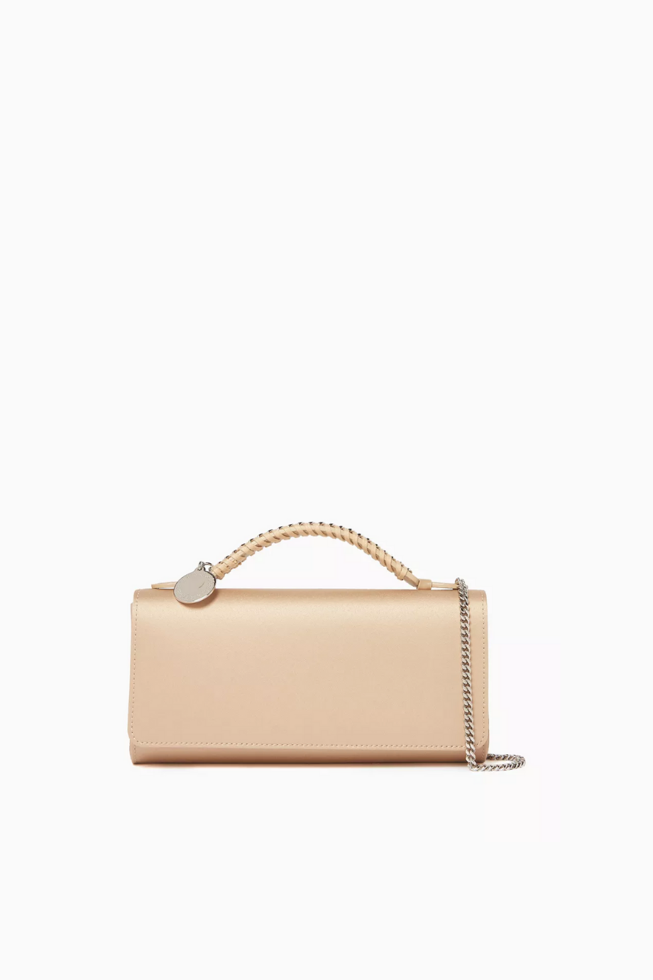 Falabella Eko-saten Clutch Çanta, Vegan Deri & Elmas Kesim Zincir