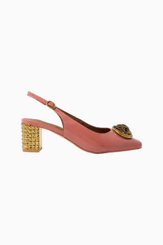 Chelsea Block Slingback, Rugan Lüks Tasarım Kırmızı Topuklu Ayakkabı