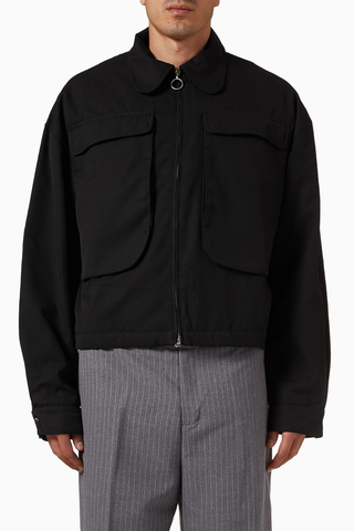 Big Pocket Twill Jacket Siyah Erkek Ceket