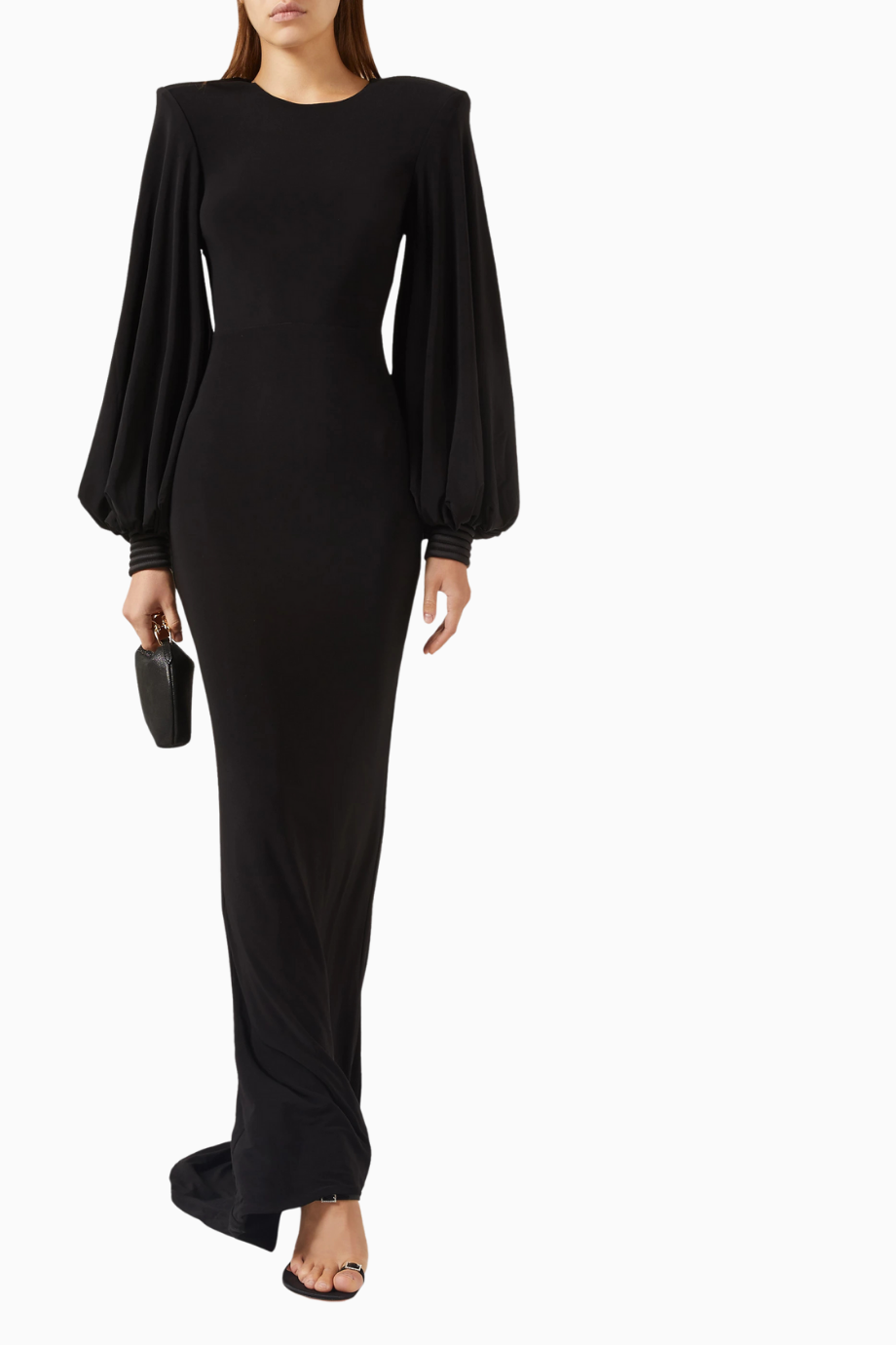 The Tower Gown, Güçlü Omuzlu ve Akışkan Kesimli Uzun Gece Elbisesi