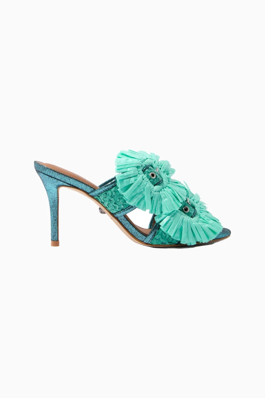 Raffia Buckle Lüks Tasarım Topuklu Sandalet