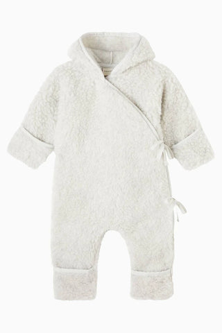 Teddy Dokulu Lüks Tasarım, Bebek Kapüşonlu %100 Yün Tulum