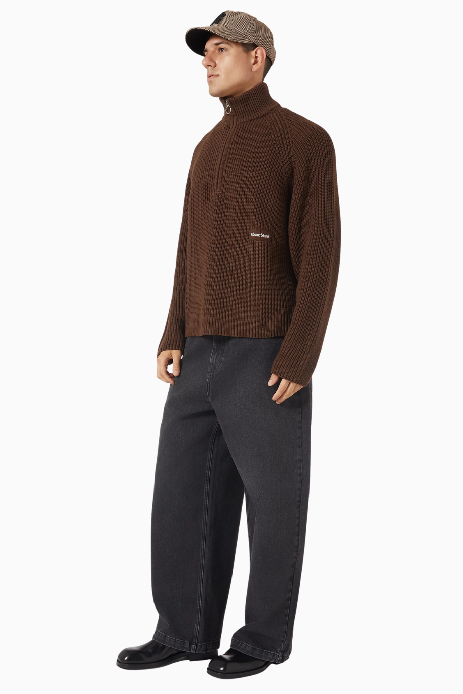 Funnel Knit Cotton Erkek Sweater