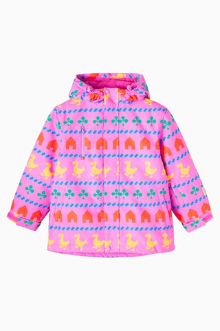 Printed Kız Çocuk Kayak Montu Pembe