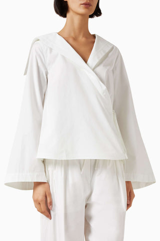 Sailor Wrap %100 Pamuk Poplin Denizci Yaka Kadın Gömlek