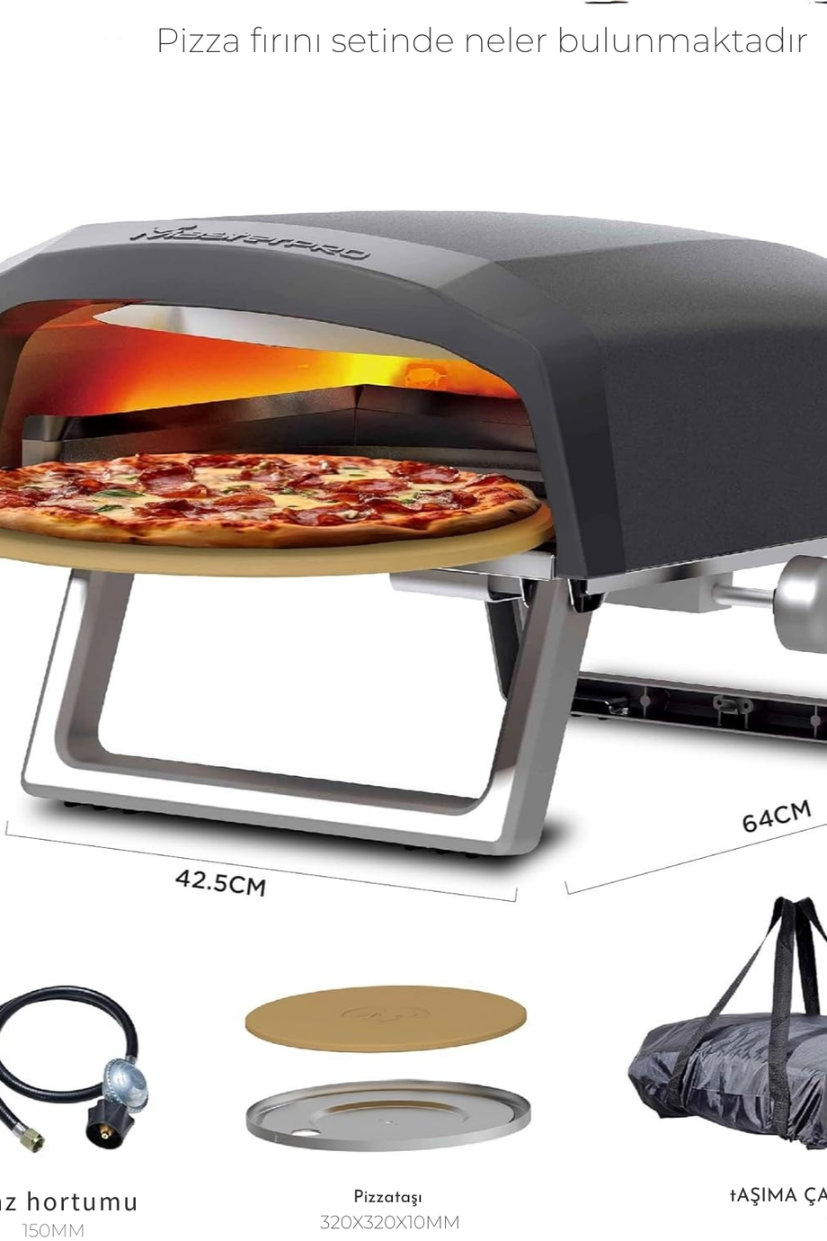 Napoli Taşınabilir Gazlı Pizza Fırını 500°C’ye Kadar Isı 60 Saniyede Pizza Taşıma Çantalı
