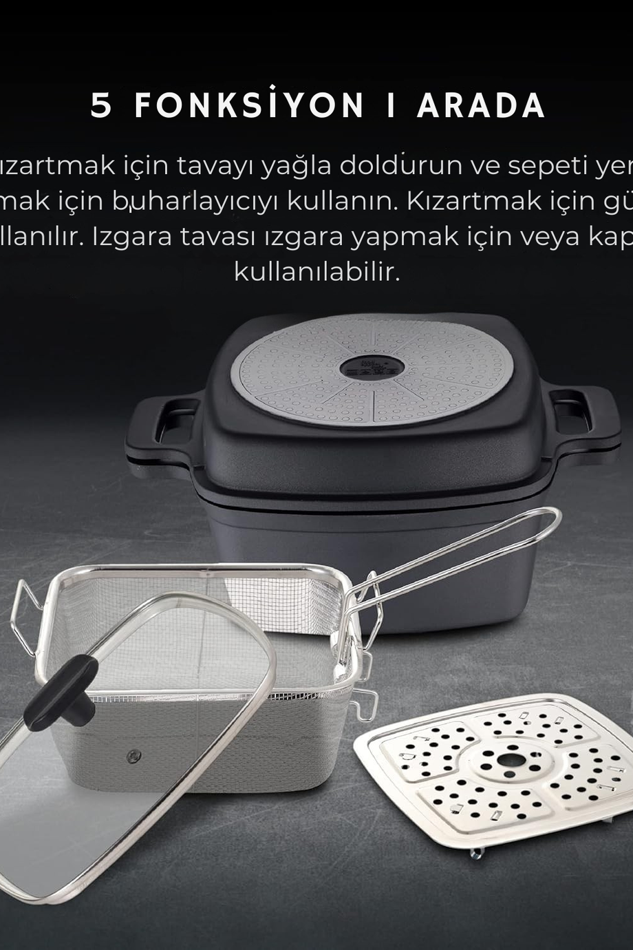 Çok Fonksiyonlu 5 Parça Yemek Seti, Tüm Ocaklara Uygun