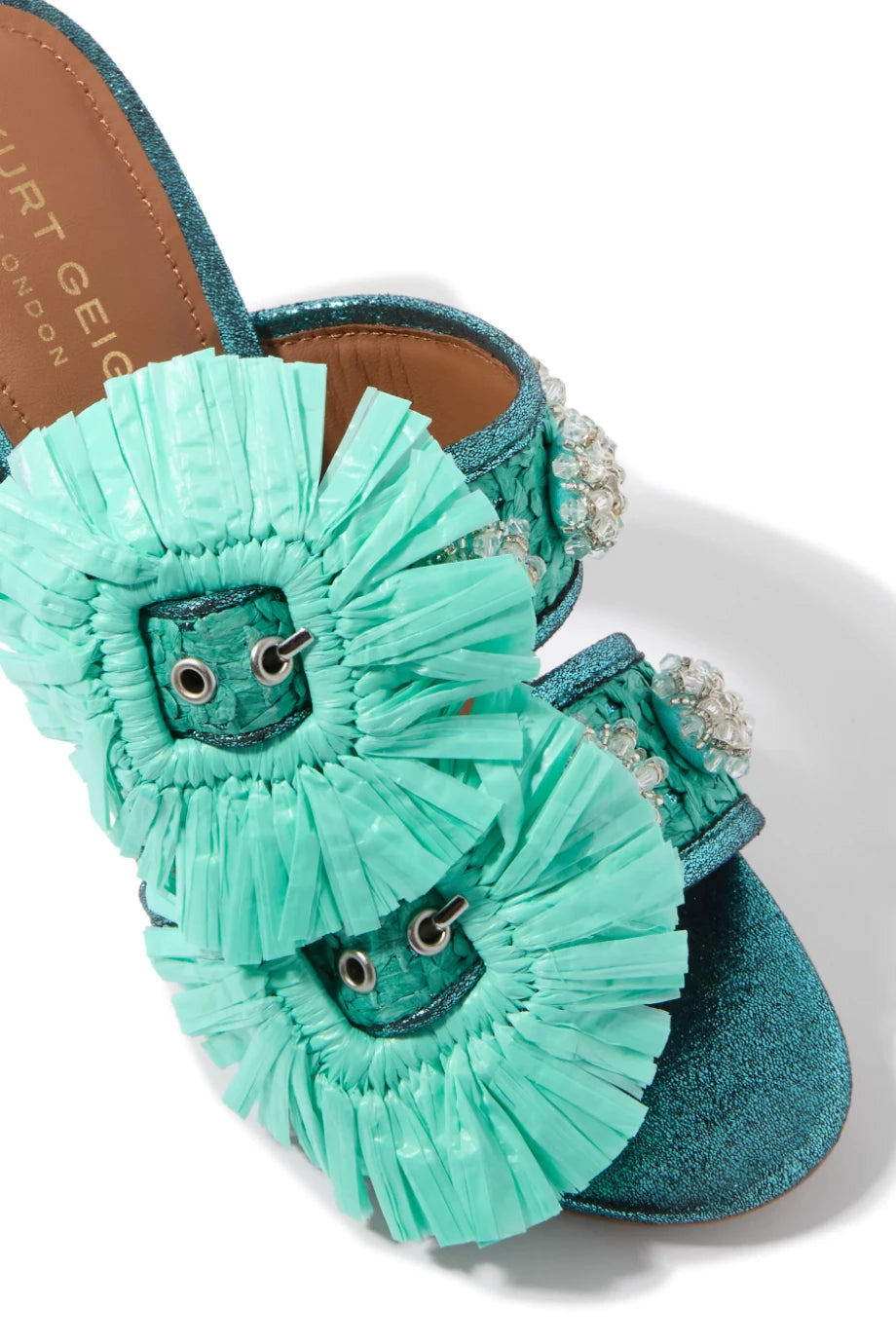 Raffia Buckle Lüks Tasarım Topuklu Sandalet