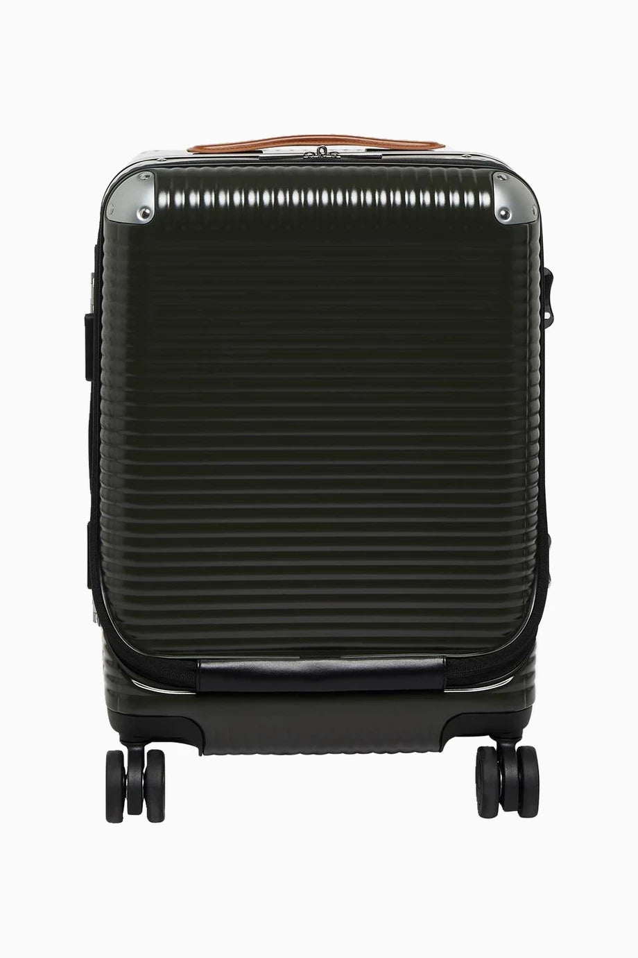 Bank Light Spinner 53 Ön Cepli, Deri Detaylı Tasarım Kabin Boy Valiz Gri