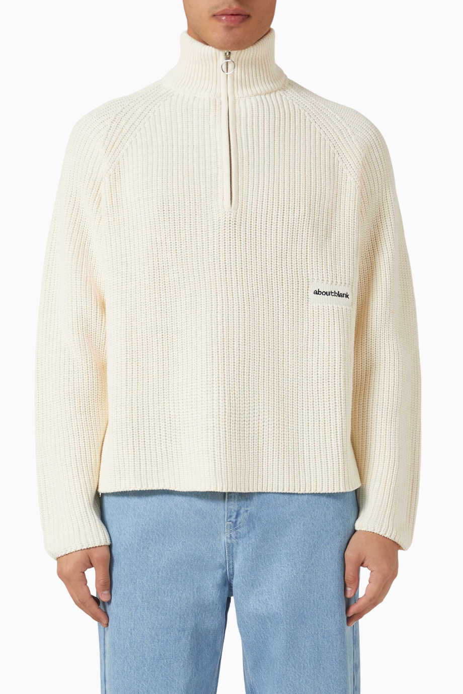 Funnel Knit Cotton Erkek Sweater