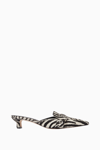 Danielle Zebra Baskılı Ponyhair Mules, El Yapımı İtalyan Tasarımı